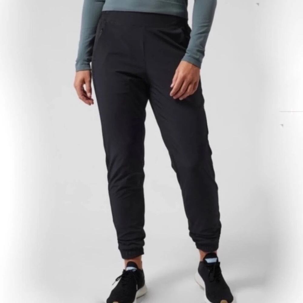 Athleta Brooklyn Lined Jogger Black Size 14 Flat Front Athleisure 631612